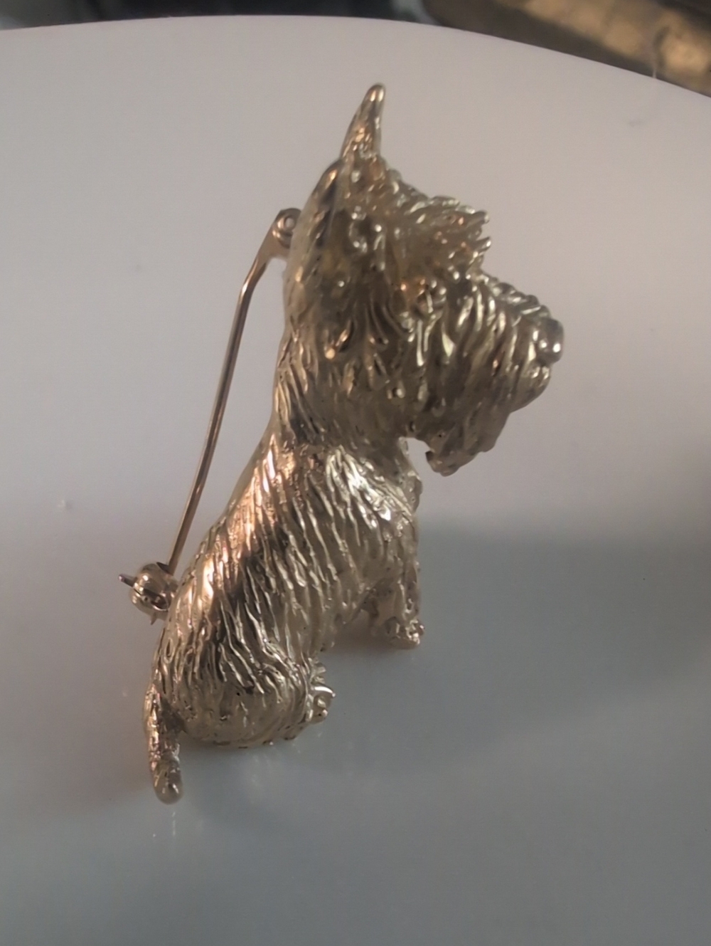 Vtg Crown Trifari Gold Tone Scottie Dog   Brooch - Picture 3 of 5
